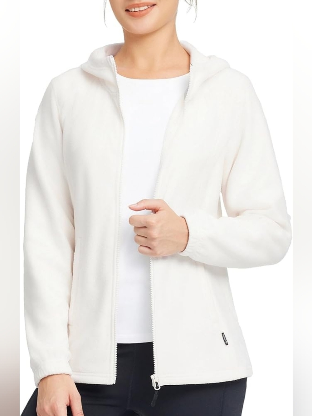 NEW Baleaf Full Zip Hooded Fleece Jacket Vanilla Cream Sz Lg Active Outdoor NWT